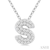 1/10 Ctw Bubble Accent Initial 'S' Round Cut Diamond Fashion Pendant With Chain in 10K White Gold